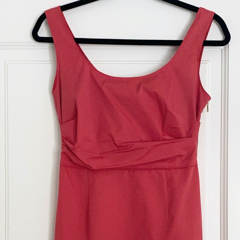 Elie Tahari Coral Red Sheath Dress - 2 - Picture 3 of 8